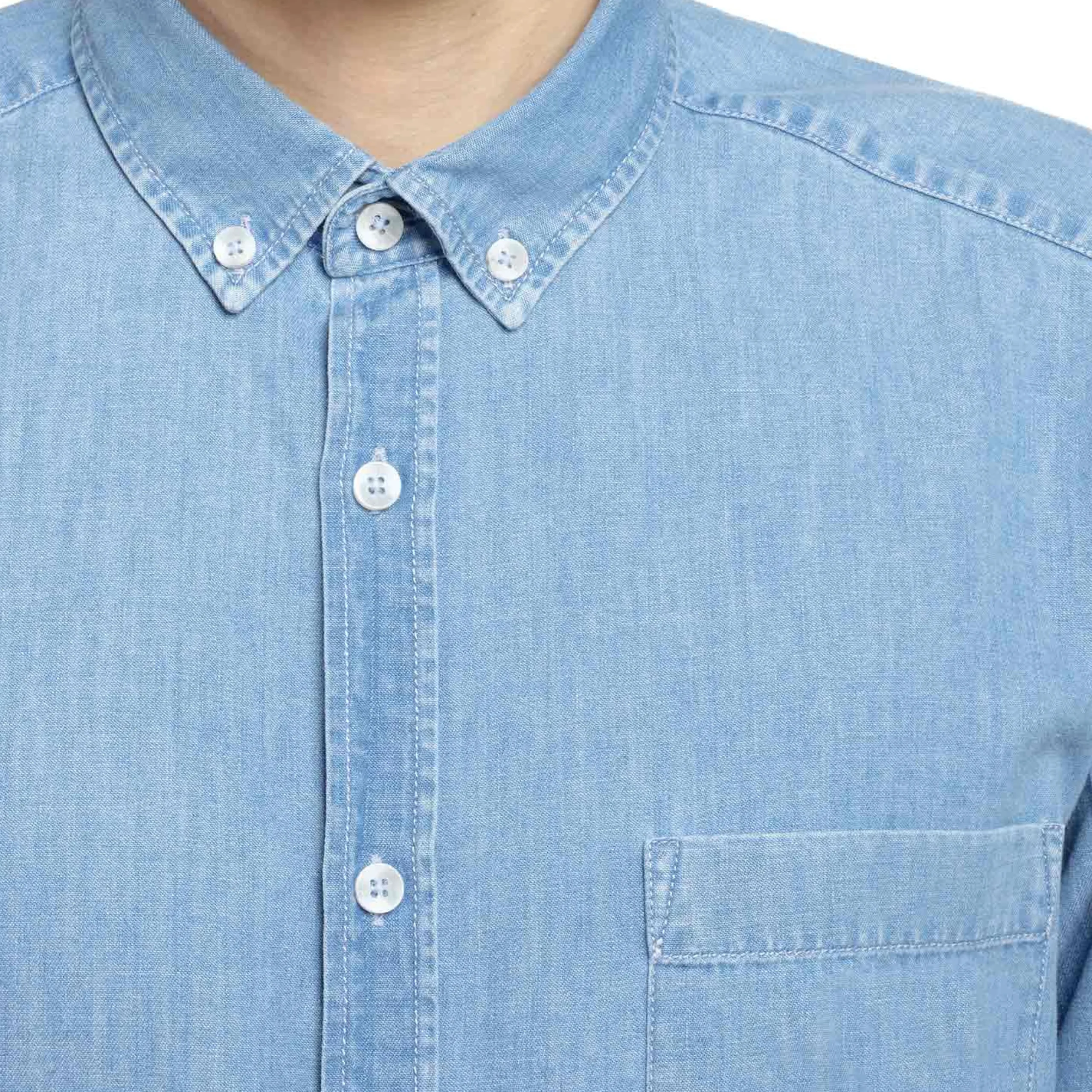 Chemise coupe classique en jean clair*LodinG Clearance